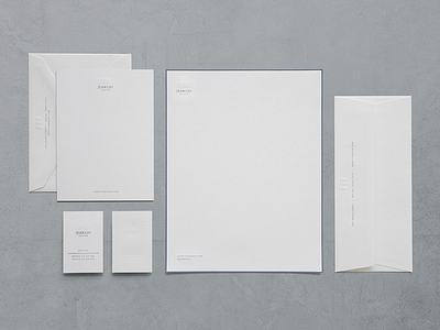 Jean Liu Design blind emboss identity letterhead paper goods stationery white