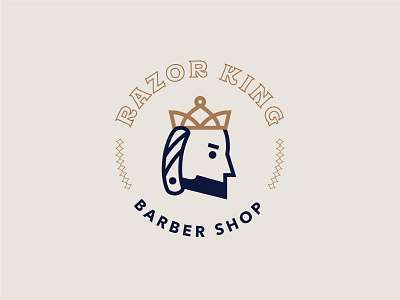 Razor King Logo barber shop crown logo razor king straight edge