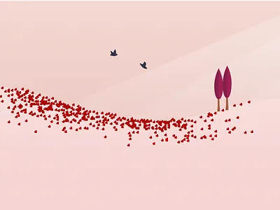 Spring four seasons illustration light pink poppies spring sun sun light swallow