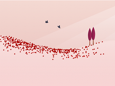 Spring four seasons illustration light pink poppies spring sun sun light swallow