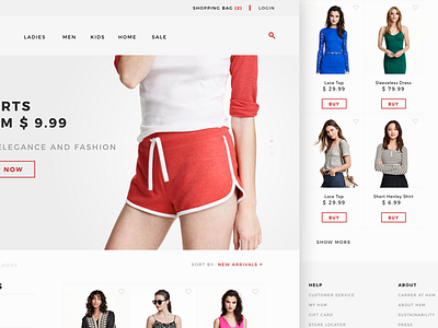 Fashion listing page clothes design fashion hm hover minimal prototype store type ui ux web