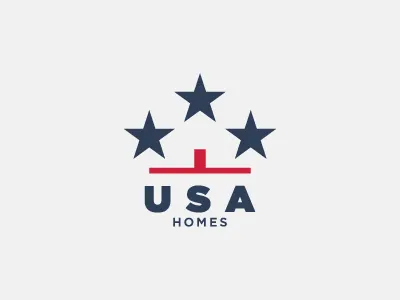 USA homes home logo negative space real estate star usa