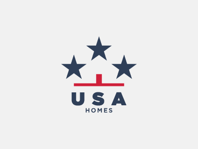 USA homes home logo negative space real estate star usa