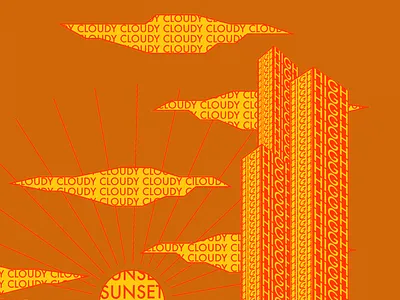 SUNSET affinity art cloudy high landscape sunset text