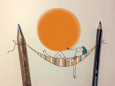 Summer cartoon editorial illustration summer sun