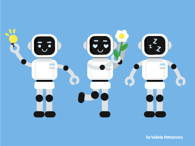 Cute robot) adobe character design illustration illustrator robot vector