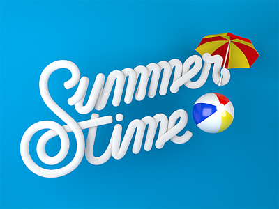 Summer Time 3d calligraphy font graphic lettering summer time