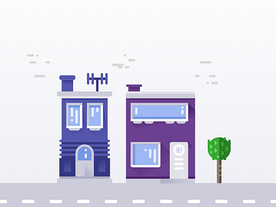 Groupmind brand promo buildings illustration