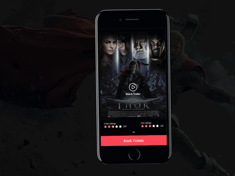 Movie Description Page black booking ios movie ui