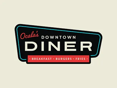 Downtown Diner Logo - Original Pitch badge brand branding breakfast burgers diner downown food fries logo retro vintage