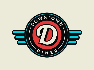 Downtown Diner Logo - Concept badge brand branding breakfast burgers diner downown food fries logo retro vintage