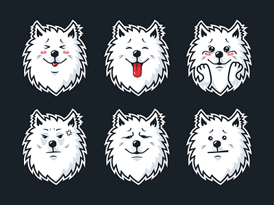 Fram, the samoyed, stickers design #1 apple dog graphic design illustration imessages puppy samoyed stickers