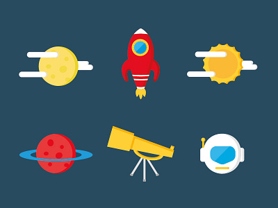 Space blue design flat flat design helmet icon icon set planet rocket space vector