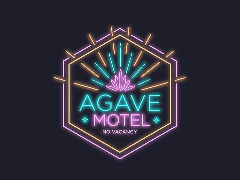 Agave Motel desert hotel icon illustration lights logo motel neon sign typography
