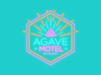 Agave Motel desert hotel icon illustration lights logo motel neon sign typography