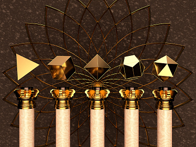 Platonic Solids alchemy cgi geometric geometry gold shapes