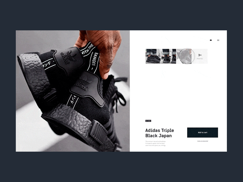 Sneakers Webshop — Desktop Interaction Concept, part 2 animation dark gif light motion principle shop typography ui web