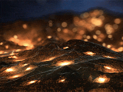 Glowy things 3d c4d depth gif glow light motion mountain nature sky texture