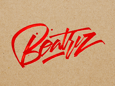 Beatriz - The name of my mother calligraphy lettering red ruling pen