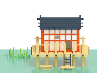 Voxel Stilt House 3d architecture house lego pixel voxel