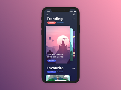 Story App Concept app cards clean dark ios iphone minimal mobile story ui ui design ux