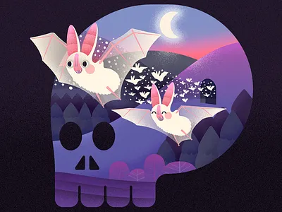 Ghost Bats bat childrens illustration colour collective ghost bats halloween illustration kidlit kidlit illustration purple spooky vector illustration