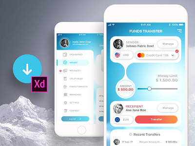 Free Mobile Banking UI Kit app bank bank of america concept free mobile bankig ui ui kit