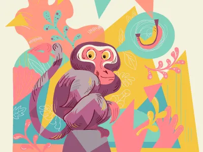 Monkey animal flat illustration tropic