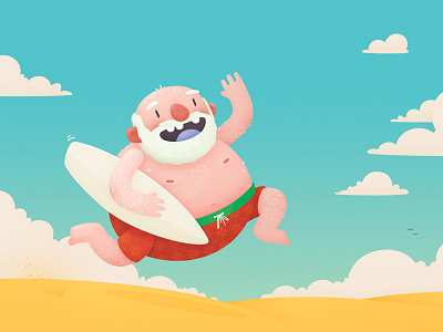 Santa's Gone Surfing australia beach book christmas illustration sand santa surfboard surfing