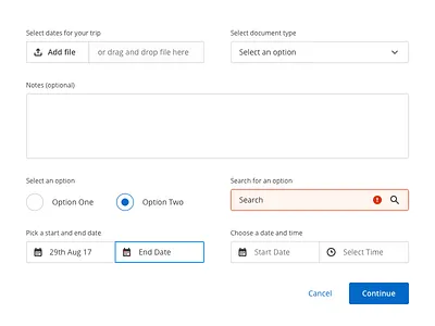 Updating the forms button date picker file upload form input