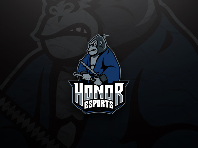 Samurai Gorilla ESports Logo Client Work clan esport esports gorilla katana logo mascot ninja samurai team