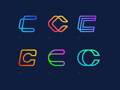 C Symbol Exploration (Choose one) gradient logo letter c letter mark letter symbol lines logo