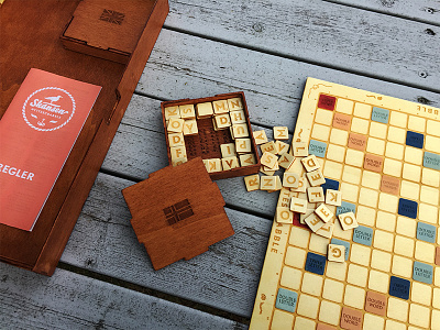 Dribbble Scrabble board game design hand made laser cut scrabble wood