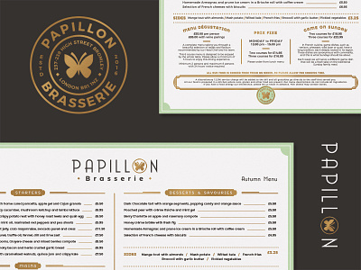 Papillon brasserie pt.3 badge branding brasserie menu papillon restaurant