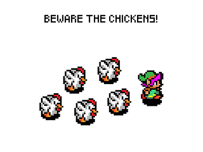 Zelda 2d chickens design link nintendo pixel retro running tloz zelda