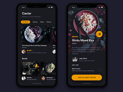 Caviar - Online Food Ordering booking buy eat food hotel ios iphone reservation restaurant ui ux