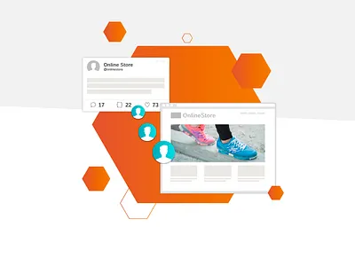 Feature shot feature hexagon icon social tweet website