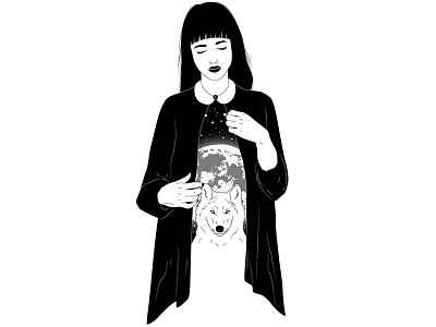 Window To The Soul black and white digital ink illustration line work