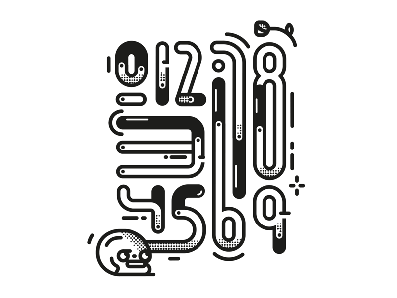 numbers for yorokobu, by fyero studio black design flow fyerostudio graphic modular motion numbers skull
