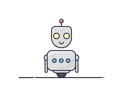 Robot cute illustration outline robot vector