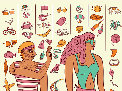Beach Characters beach character design egypto illustration motifs