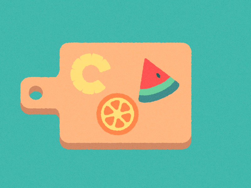 The Coat of Arms Cutting Board animation cartoon cutting fruit orange pineapple run watermelon