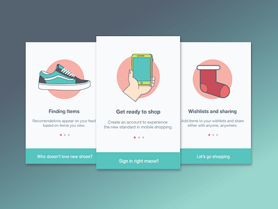 Take Shopping Anywhere application commerce design flat icon illustration mobile onboarding shoes shopping ui wishlist