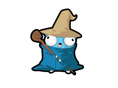 Gopher Mage cartoon commission go golang gopher logo mage programming vector