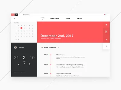 Scheduling Dashboard black dashboard red slider ui ux web