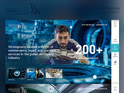 Turbine Services & Solutions clean corporate design fullscreen header image landing page modern navigation stats website