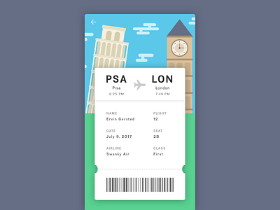 Daily UI #24: Boarding Pass big ben dailyui leaning tower london pisa