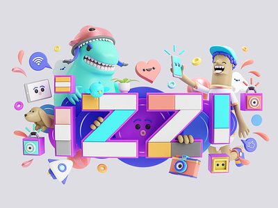 HISTORY IZZI 3d c4d character illustration type