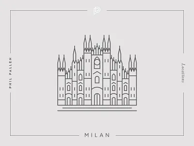 Milan Icon architecture branding city flat icon italy landmark line location milan travel vector