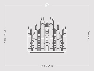 Milan Icon architecture branding city flat icon italy landmark line location milan travel vector